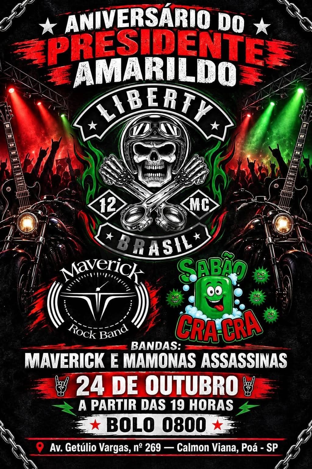 Flyer — Aniversário do Presidente Amarildo — Liberty 12 MC