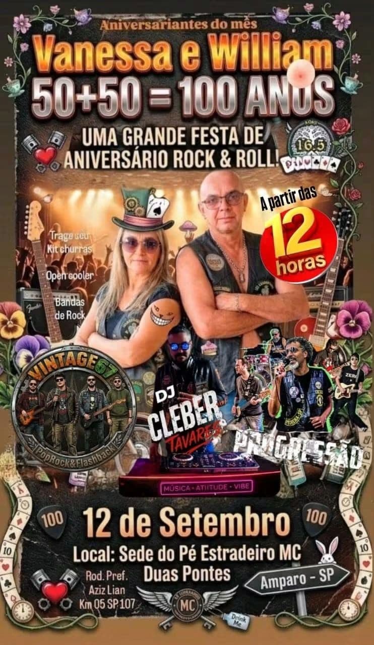 Flyer — Vanessa e William — 50+50 = 100 Anos